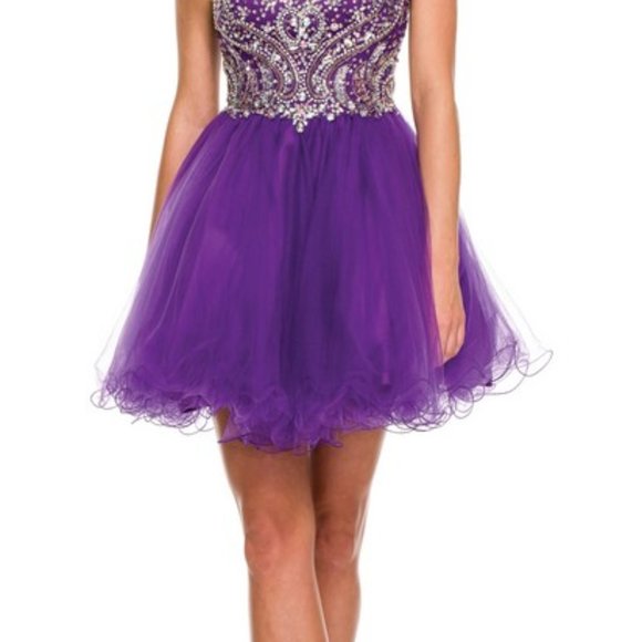 NEW OFF SHOULDER STRAPLESS BABY DOLL DRESS EMBROIDERED WITH RHINESTONES JT 751 - Picture 9 of 9